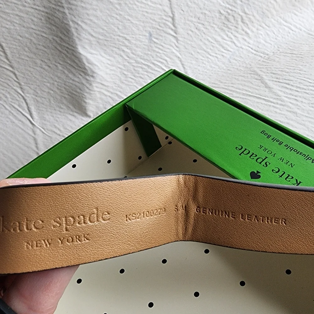 Kate Spade Adjustable Belt Bag Black Genuine Leather Bow Front Size S/M NEW